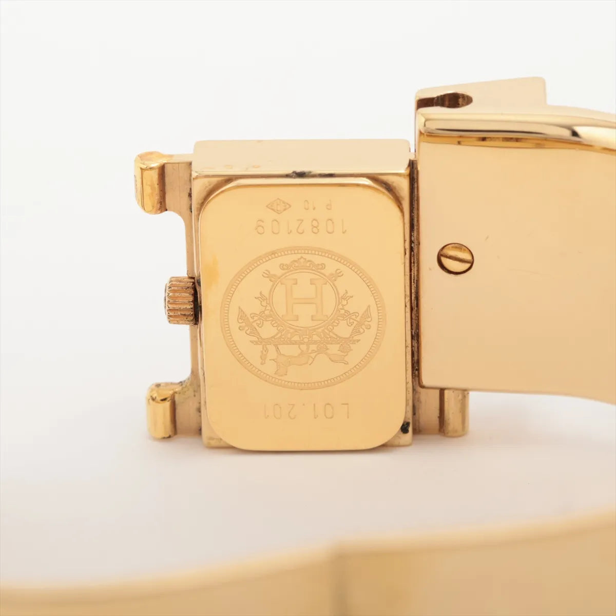 Authentic Preowned Hermès Loquet ChampagneFace Watch with Enamel Scar