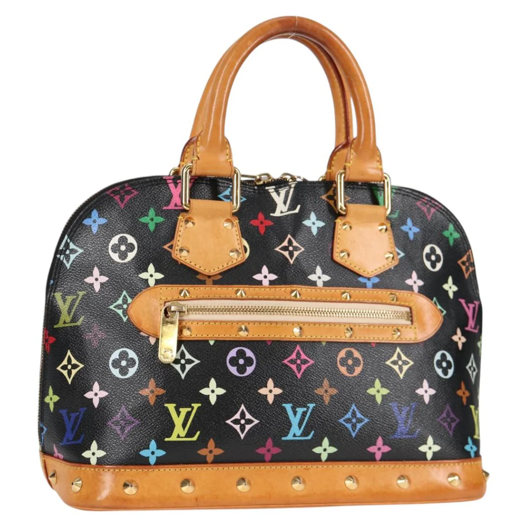 Preowned Authentic Louis Vuitton Monogram Multicolor Alma Hand Bag Black