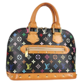 Preowned Authentic Louis Vuitton Monogram Multicolor Alma Hand Bag Black