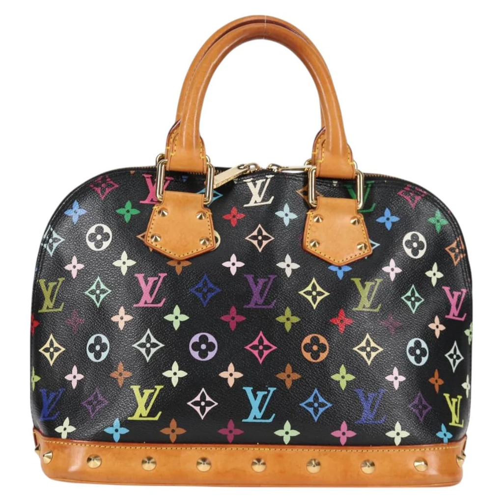 Preowned Authentic Louis Vuitton Monogram Multicolor Alma Hand Bag Black