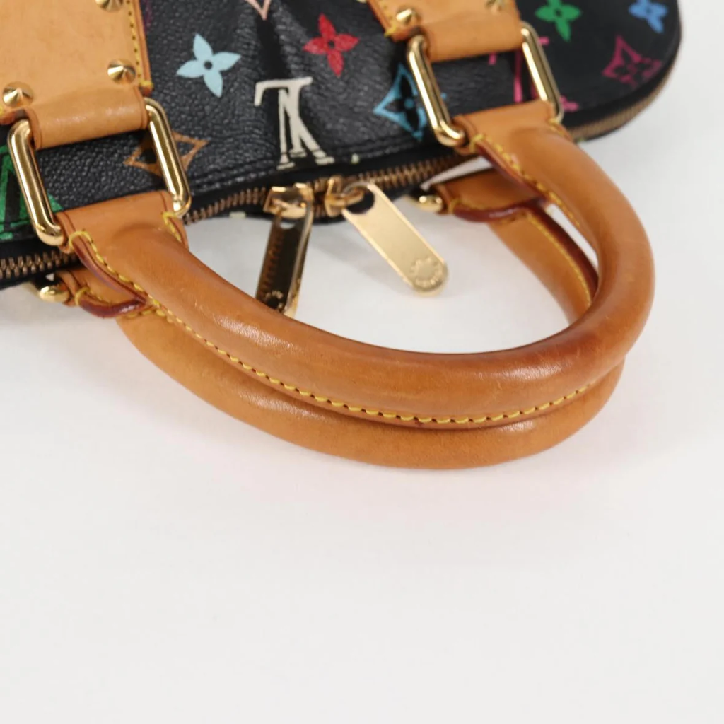 Preowned Authentic Louis Vuitton Monogram Multicolor Alma Hand Bag Black