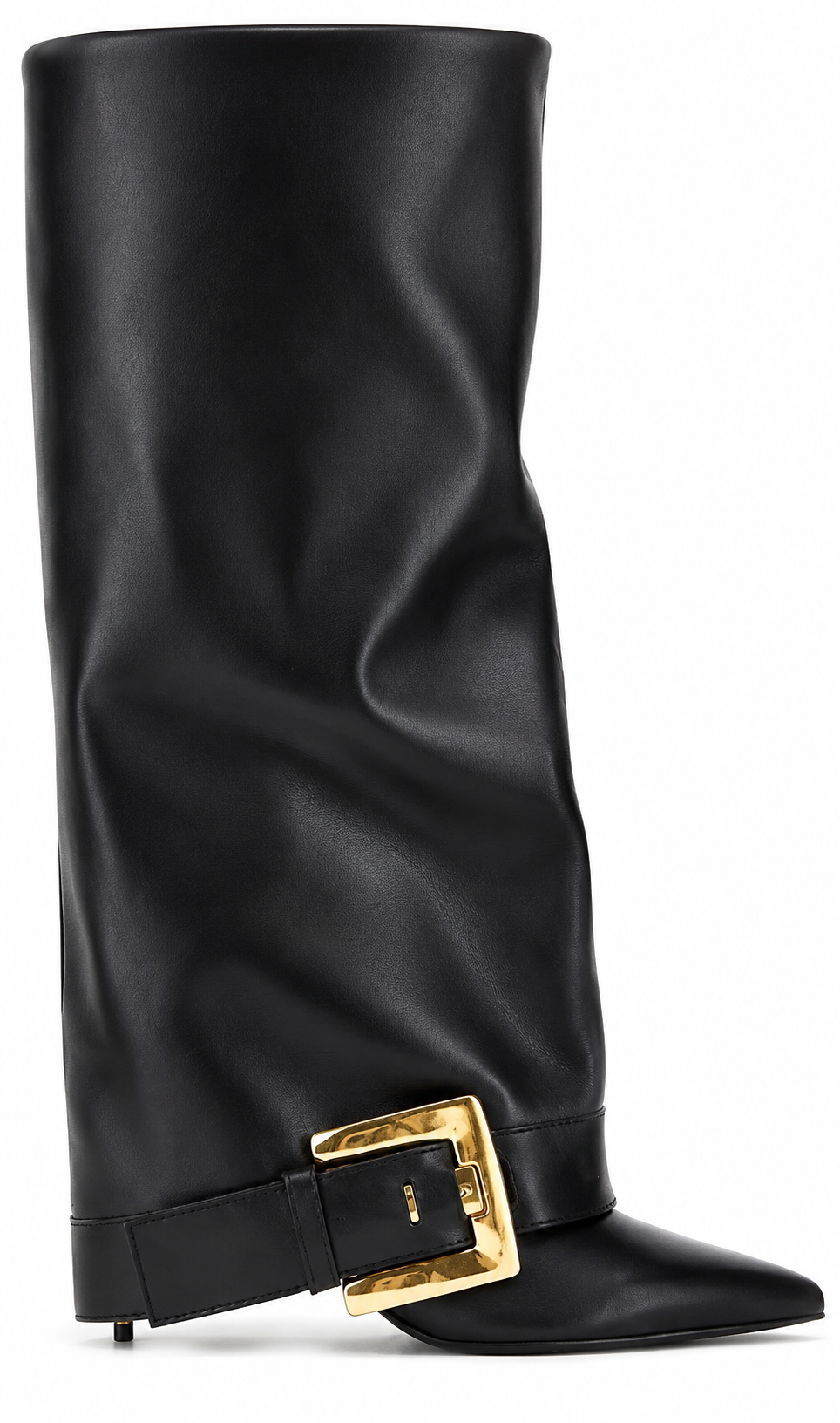 Authentic Balmain Black Calfskin Over-the-Knee Boots