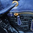 Authentic Preowned  Prada Shoulder Bag Nylon Navy Gold