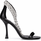 Preowned Authentic Grade Excellent Jimmy Choo Black Leather Stiletto Heel Sandals
