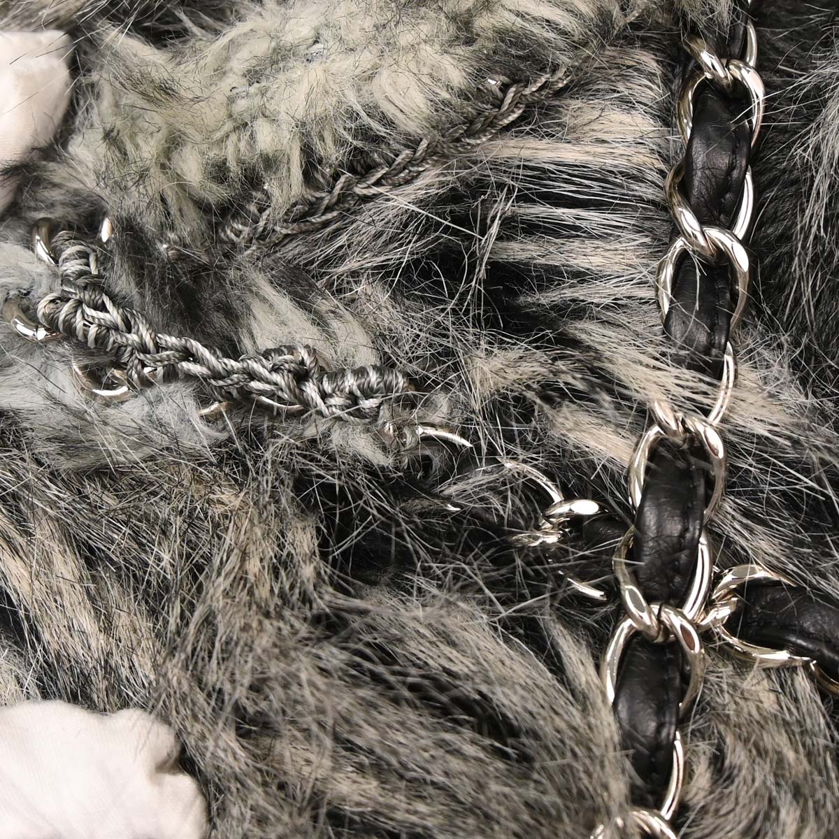 Authentic Preowned  Chanel 2010-2011 Gray Artificial Fur Arctic Fantasy Tote Handbag