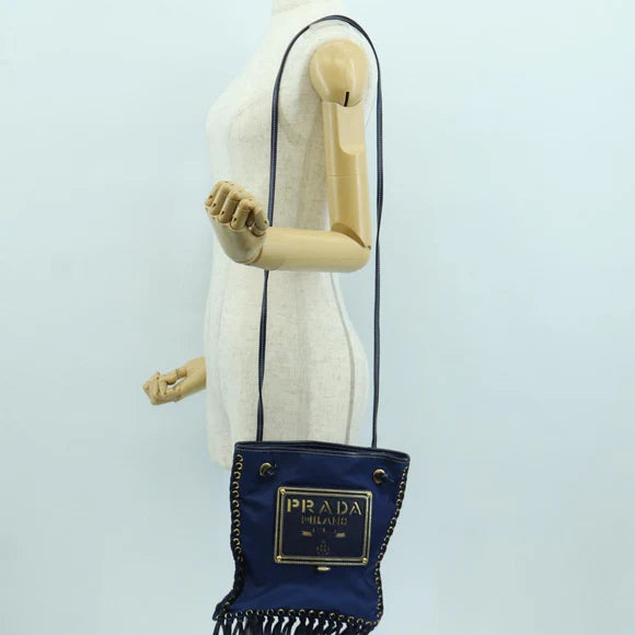 Authentic Preowned  Prada Shoulder Bag Nylon Navy Gold
