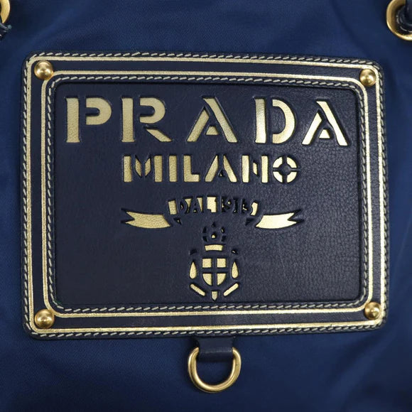 Authentic Preowned  Prada Shoulder Bag Nylon Navy Gold