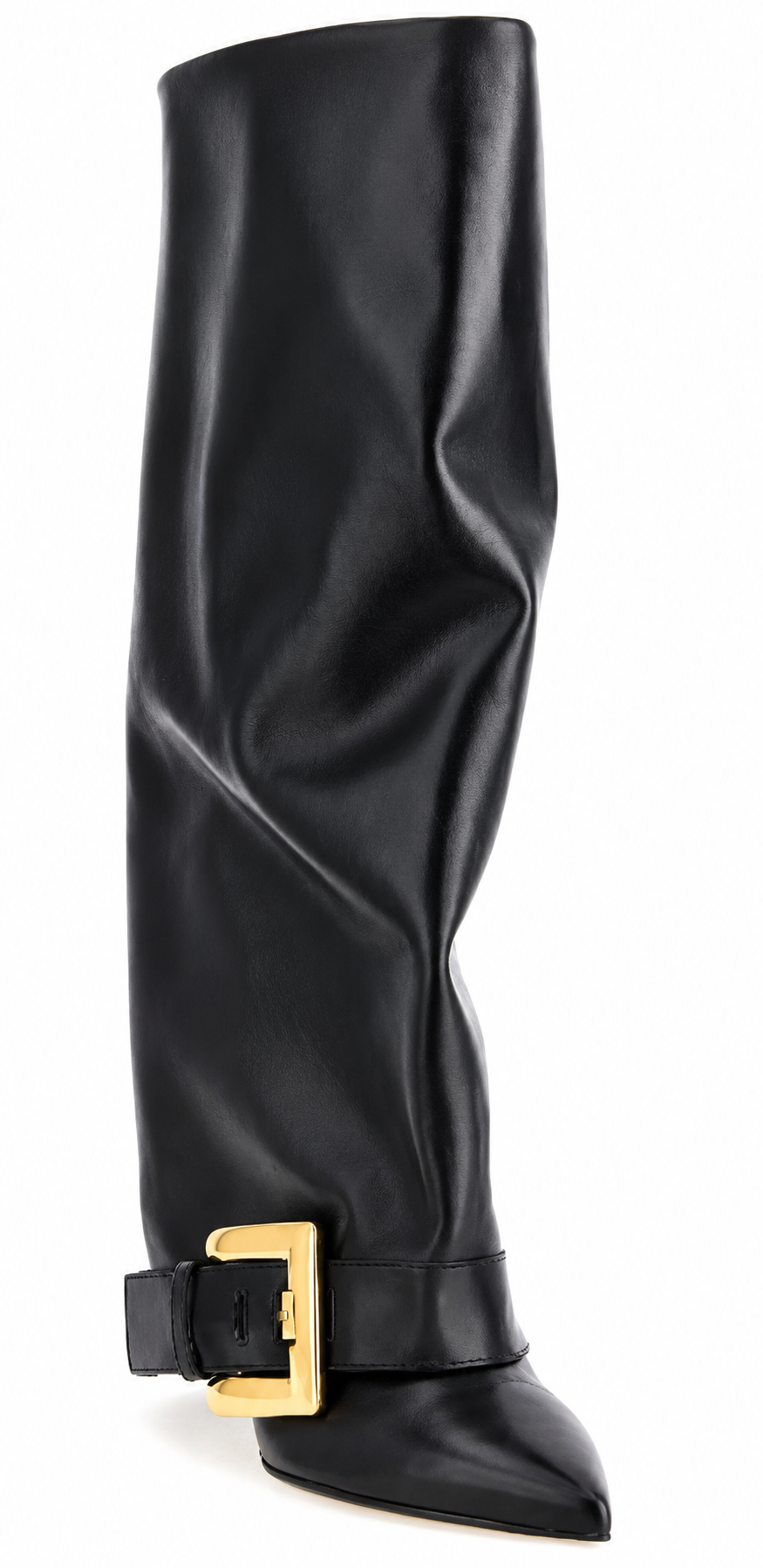 Authentic Balmain Black Calfskin Over-the-Knee Boots