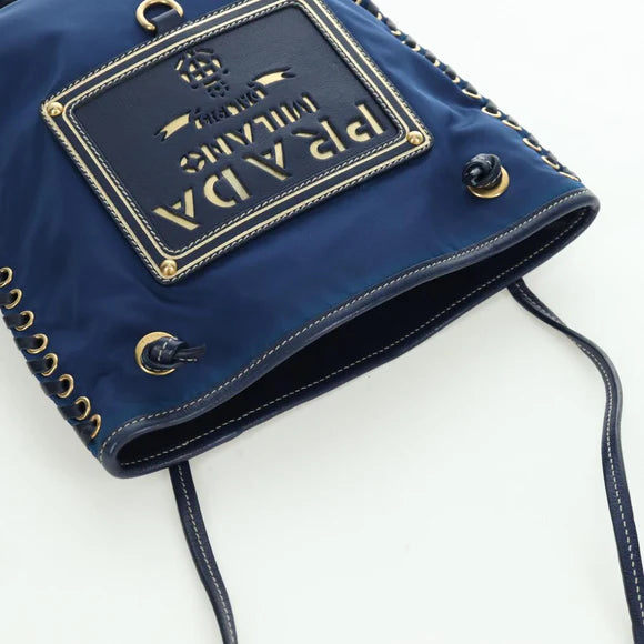 Authentic Preowned  Prada Shoulder Bag Nylon Navy Gold