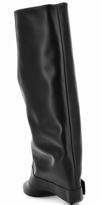 Authentic Balmain Black Calfskin Over-the-Knee Boots
