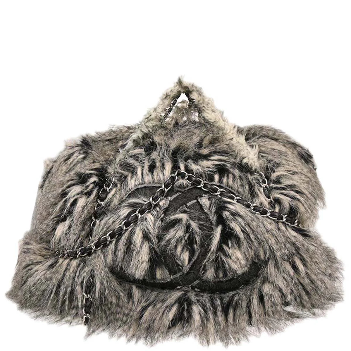 Authentic Preowned  Chanel 2010-2011 Gray Artificial Fur Arctic Fantasy Tote Handbag