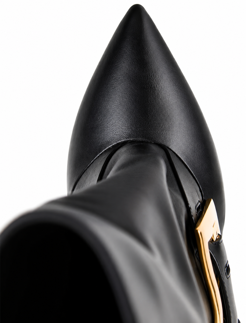 Authentic Balmain Black Calfskin Over-the-Knee Boots