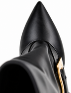 Authentic Balmain Black Calfskin Over-the-Knee Boots