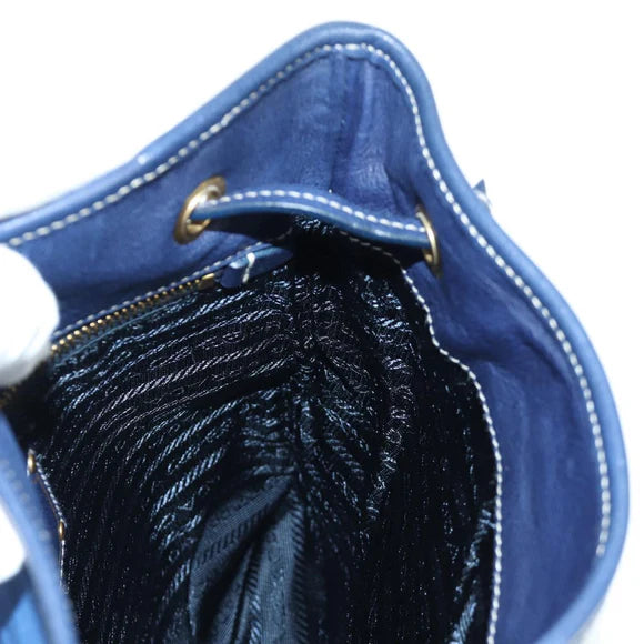 Authentic Preowned  Prada Shoulder Bag Nylon Navy Gold