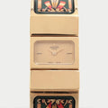 Authentic Preowned Hermès Loquet ChampagneFace Watch with Enamel Scar