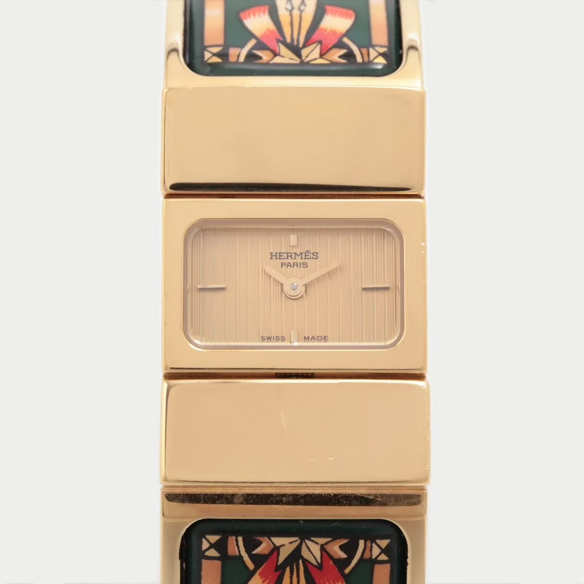 Authentic Preowned Hermès Loquet ChampagneFace Watch with Enamel Scar
