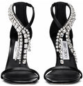 Preowned Authentic Grade Excellent Jimmy Choo Black Leather Stiletto Heel Sandals