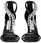 Preowned Authentic Grade Excellent Jimmy Choo Black Leather Stiletto Heel Sandals