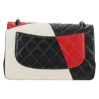 Preowned Chanel Chain Big Matelassé 30 Bag Lambskin White Black Silver CC Auth 190244SAM