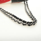 Preowned Chanel Chain Big Matelassé 30 Bag Lambskin White Black Silver CC Auth 190244SAM