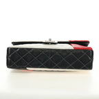 Preowned Chanel Chain Big Matelassé 30 Bag Lambskin White Black Silver CC Auth 190244SAM