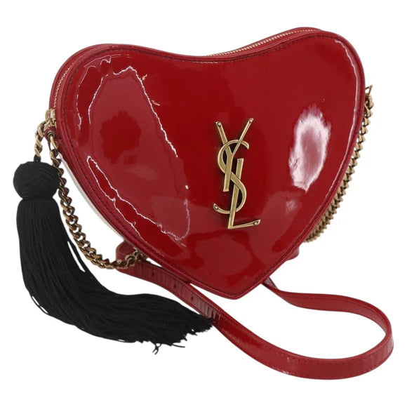 Preowned Authentic Saint Laurent Court Shoulder Bag in Enamel