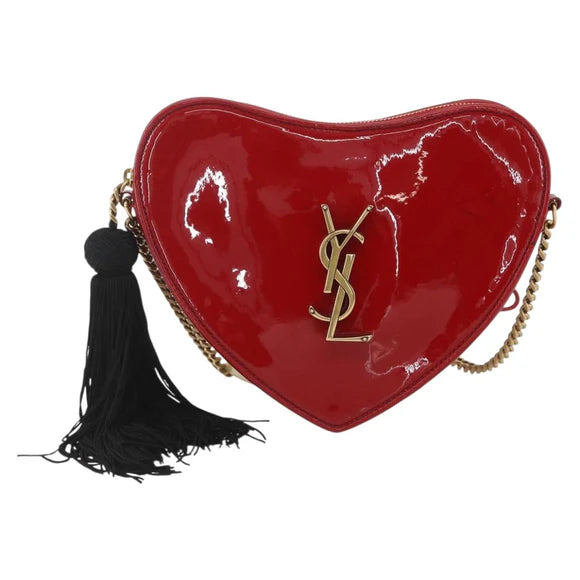 Preowned Authentic Saint Laurent Court Shoulder Bag in Enamel