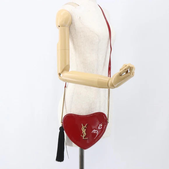 Preowned Authentic Saint Laurent Court Shoulder Bag in Enamel
