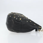 Preowned Authentic Jimmy Choo Studs Hand Bag Leather Black Gold 