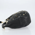 Preowned Authentic Jimmy Choo Studs Hand Bag Leather Black Gold 