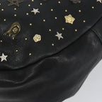 Preowned Authentic Jimmy Choo Studs Hand Bag Leather Black Gold 
