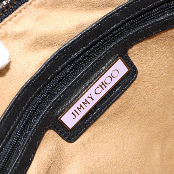 Preowned Authentic Jimmy Choo Studs Hand Bag Leather Black Gold 