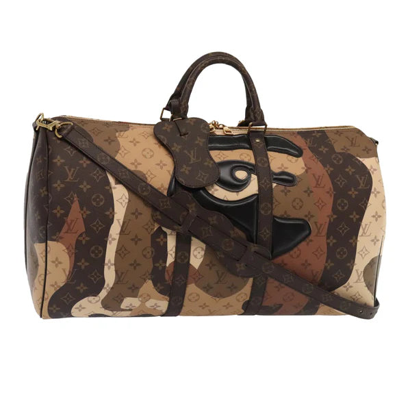 Preowned Authentic Louis Vuitton Portrait Keepall Bandoulière 55 Bag in Brown