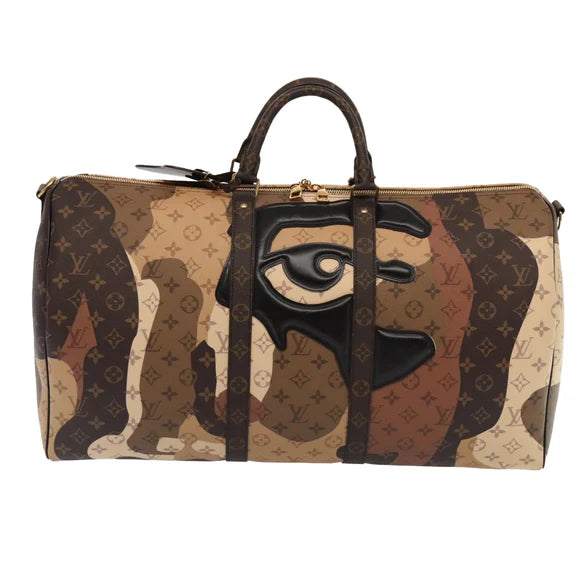 Preowned Authentic Louis Vuitton Portrait Keepall Bandoulière 55 Bag in Brown