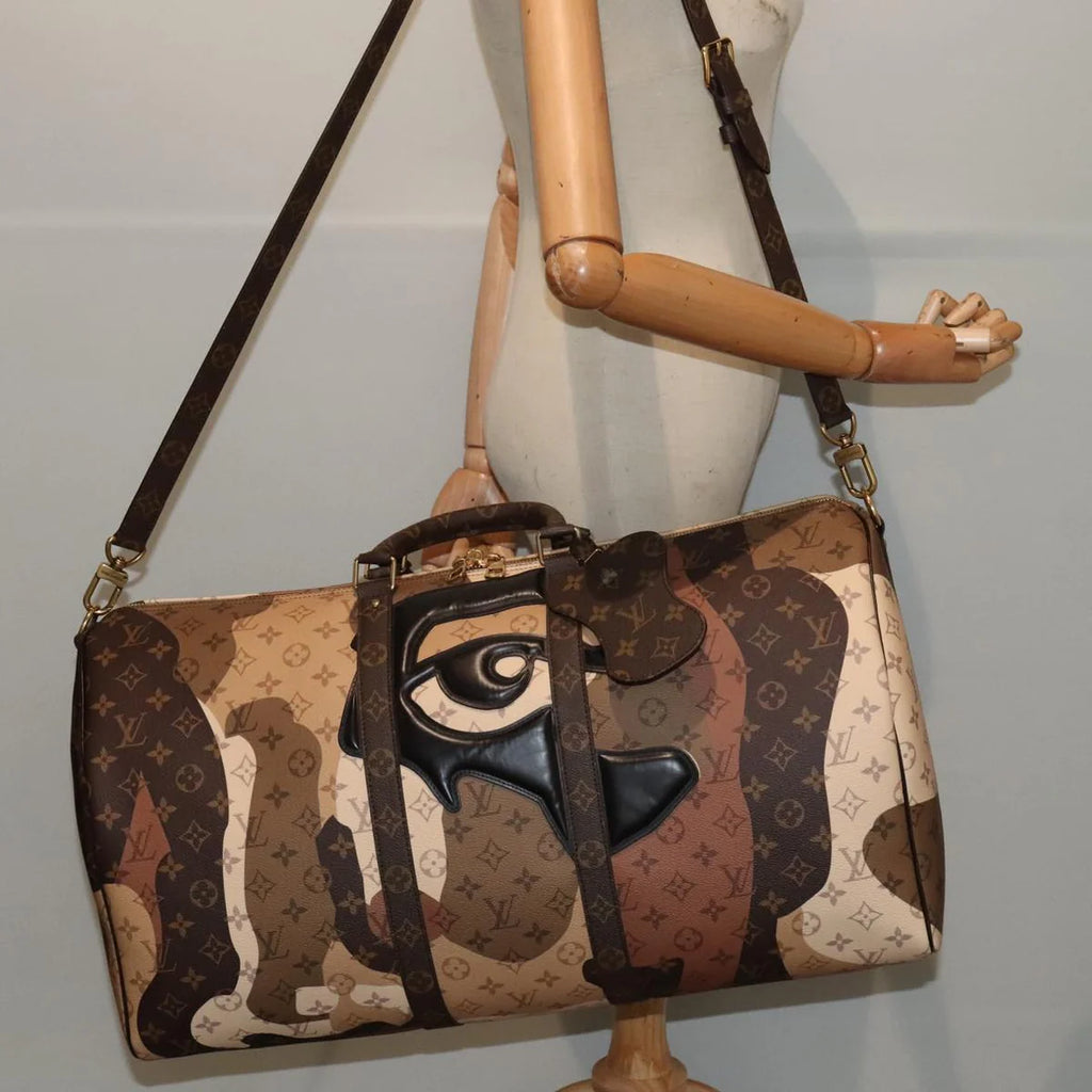 Preowned Authentic Louis Vuitton Portrait Keepall Bandoulière 55 Bag in Brown