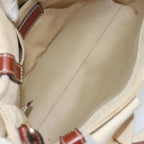 Preowned Authentic Chloe Woody Hand Bag Canvas Leather 2way Beige