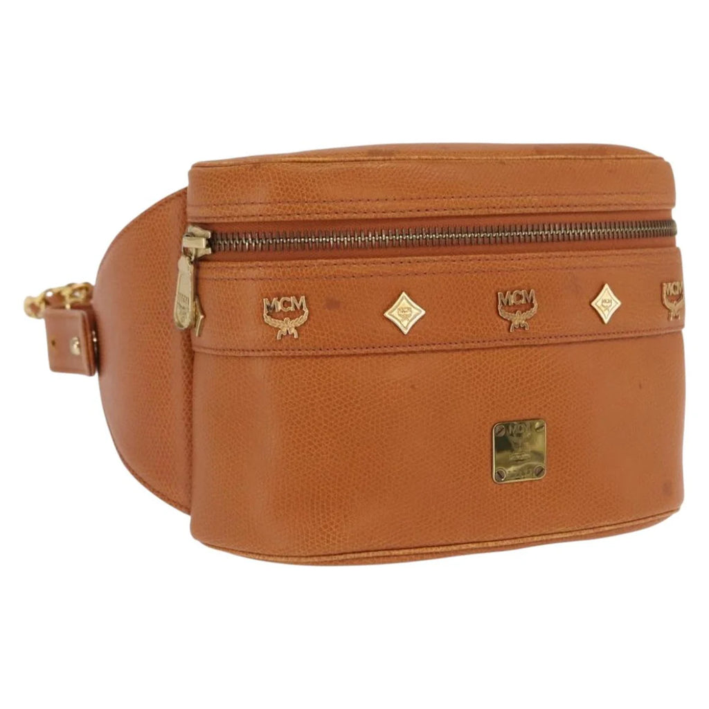 Preowned Authentic MCM Body Bag Leather Brown Gold