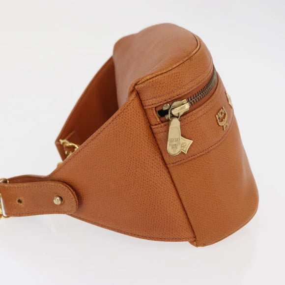 Preowned Authentic MCM Body Bag Leather Brown Gold