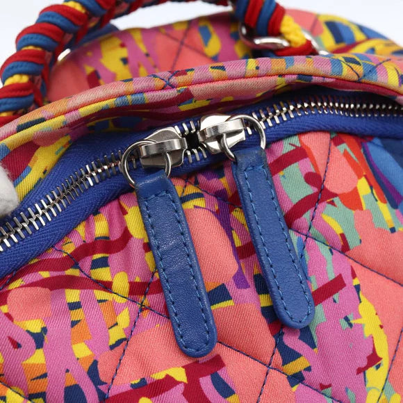 Preowned Authentic Chanel Matelasse Backpack Nylon Multicolor Silver