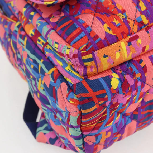 Preowned Authentic Chanel Matelasse Backpack Nylon Multicolor Silver