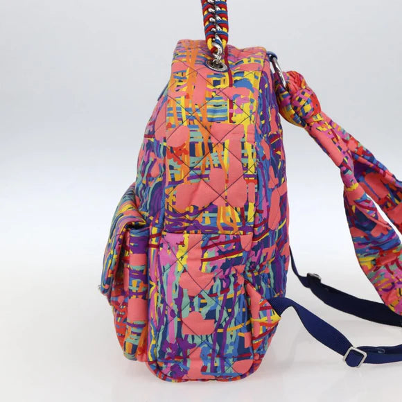 Preowned Authentic Chanel Matelasse Backpack Nylon Multicolor Silver
