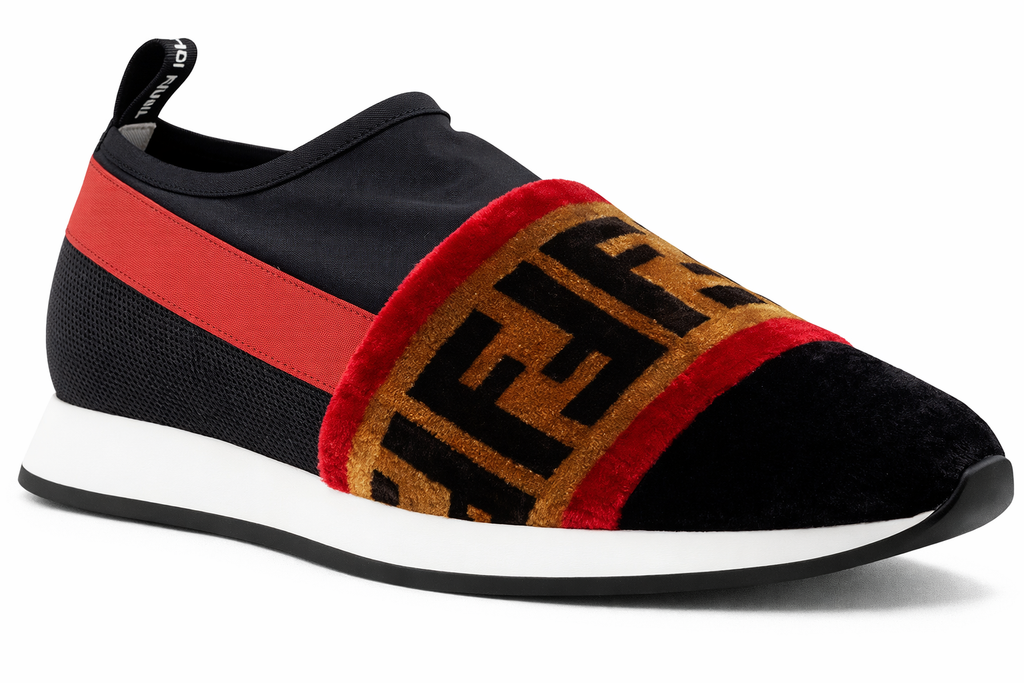 Preowned Authentic Fendi Black Fabric Low Top Sneakers