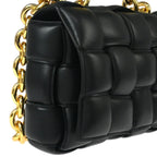 Preowned Authentic Bottega Veneta Cassette Chain Crossbody Bag Padded Maxi Intrecciato Leather