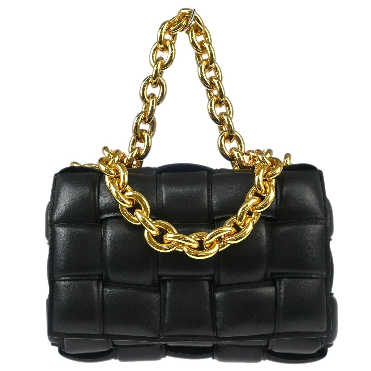 Preowned Authentic Bottega Veneta Cassette Chain Crossbody Bag Padded Maxi Intrecciato Leather