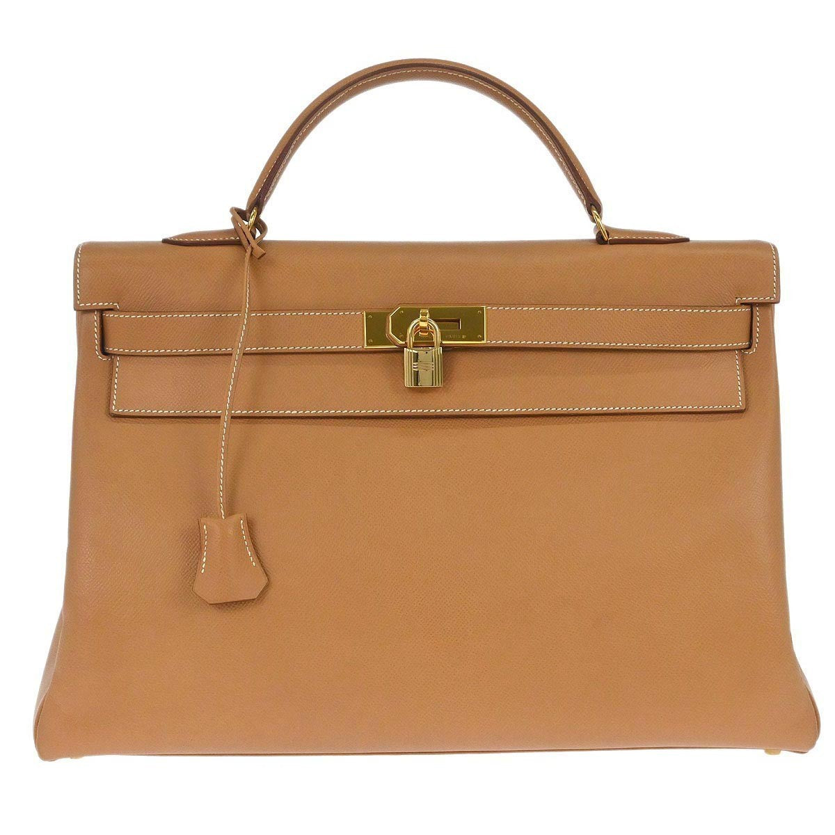 Preowned Authentic Hermes Kelly Handbag Brown Courchevel with Gold Hardware 40