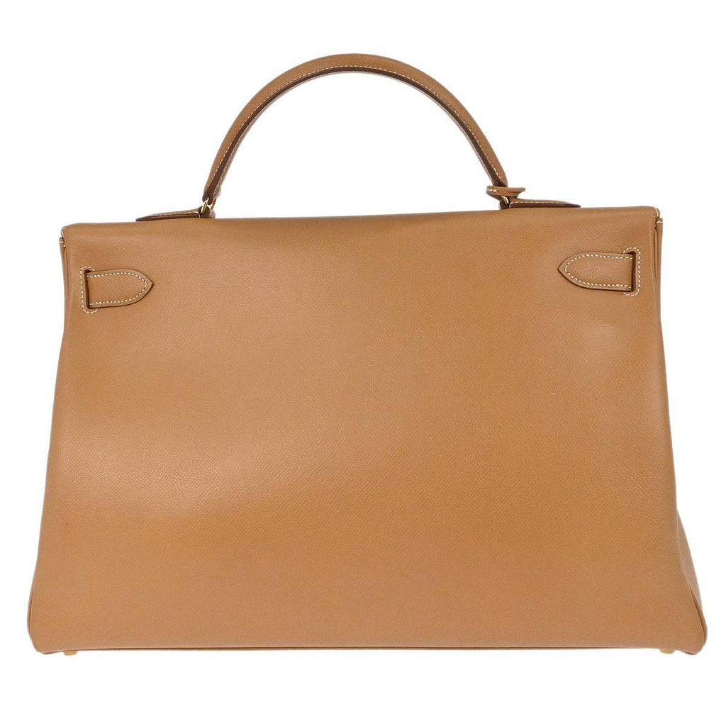 Preowned Authentic Hermes Kelly Handbag Brown Courchevel with Gold Hardware 40