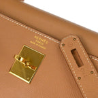 Preowned Authentic Hermes Kelly Handbag Brown Courchevel with Gold Hardware 40