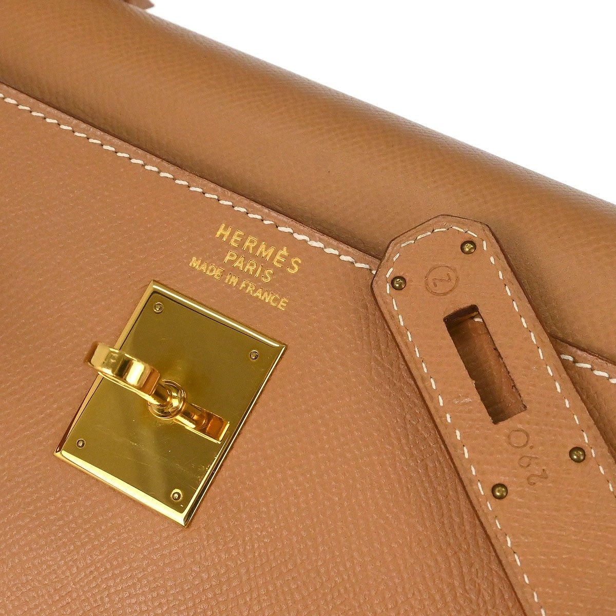 Preowned Authentic Hermes Kelly Handbag Brown Courchevel with Gold Hardware 40