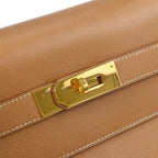 Preowned Authentic Hermes Kelly Handbag Brown Courchevel with Gold Hardware 40