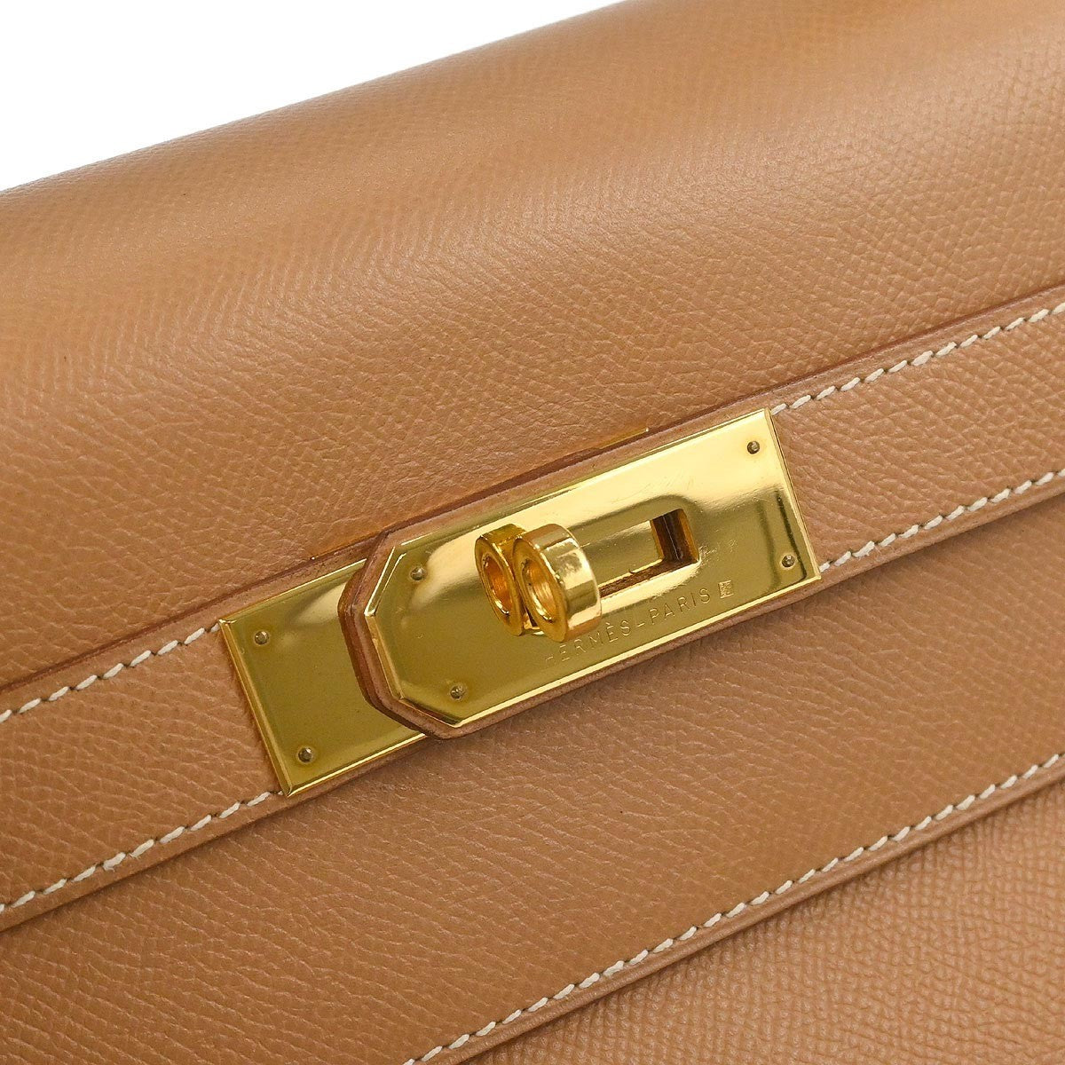 Preowned Authentic Hermes Kelly Handbag Brown Courchevel with Gold Hardware 40